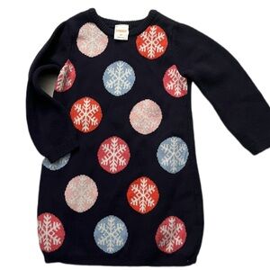 Gymboree Navy Christmas Holiday Sweater Dress with Ornamet Design